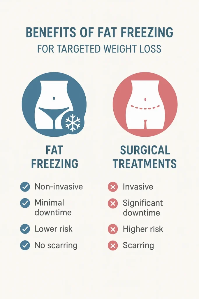 graphic showing the benefits of fat freezing Gateshead