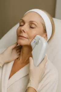 Woman receiving HIFU non surgical facelift treatment Gateshead