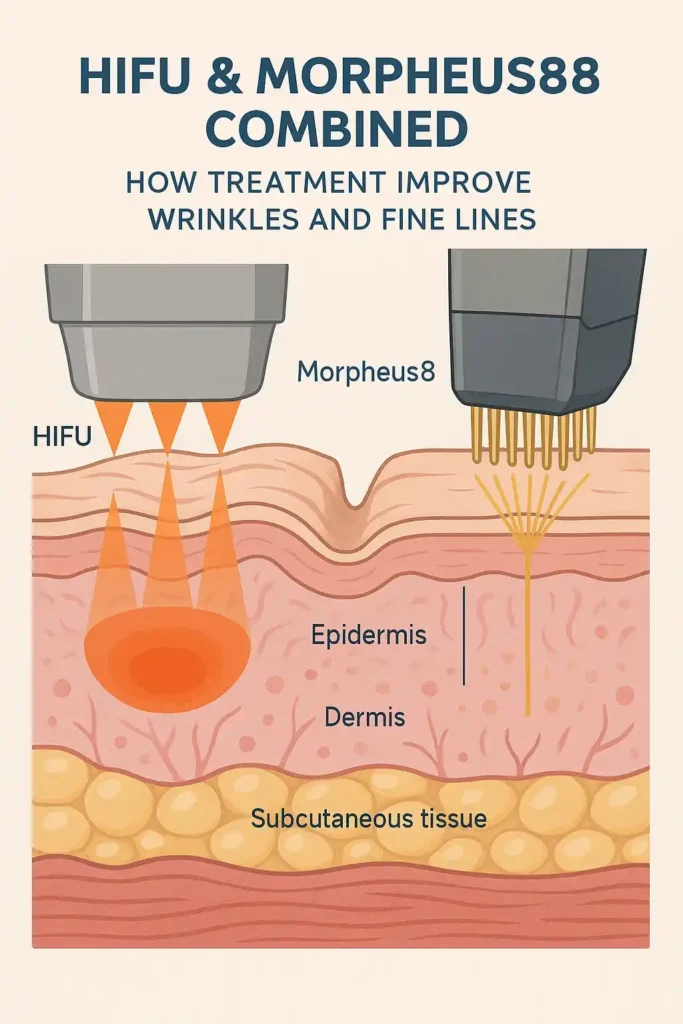Diagram showing HIFU & Morpeus8 Gateshead and the benefits for reduction in wrinkles and fine lines